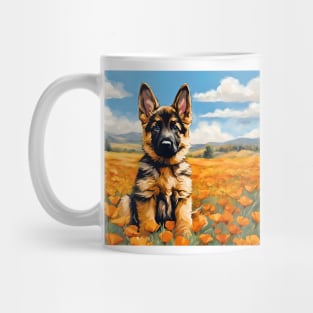 California Poppy German Shepherd Puppy Mug